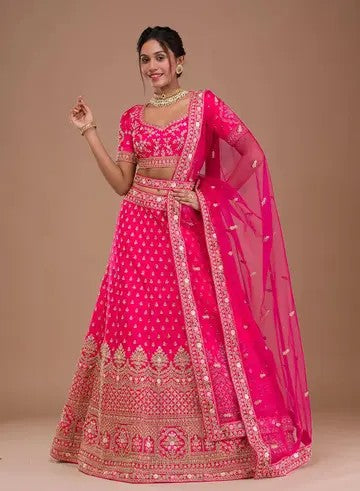 Red Glamorous Sequin Satin Silk Designer Lehenga Choli Exclusive Party & Wedding Wear