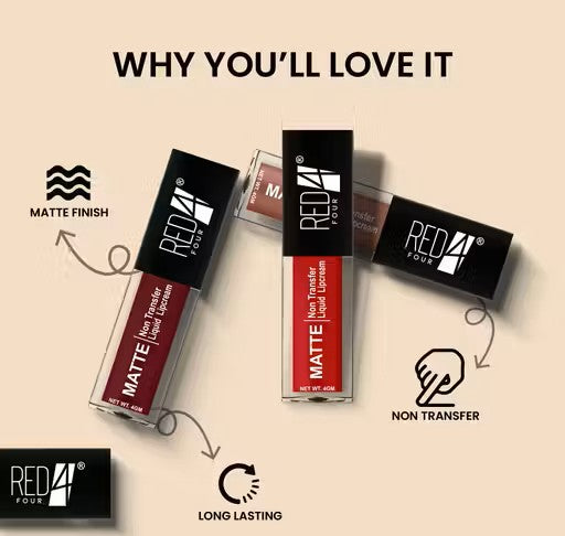 Red4 Miss Perfect Liquid Lip Cream | Non Transfer Liquid Lipstick